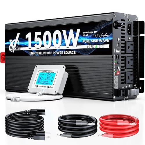 1500 Watt Sump Pump Backup Battery System, Automatic Switching to Battery Inverter Power, Professional Backup System in Case of Power Failure, Pure Sine Wave Output Remote Controller with LCD Screen