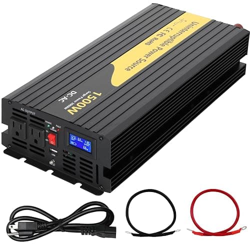 1500W Primary Sump Pump Backup System(No battery) Basment Protection Backup Inverter, Black, LCD Display, Auto Switches for Continuous Sump Pump Operation, Basement Emergency and Power Outage Backup
