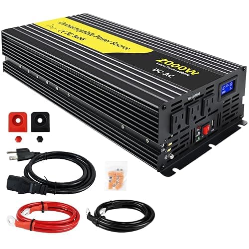 2000W Sump Pump Battery Backup Power System Basment Protection Sump Pump Inverter with LCD Display and Automatic Battery Backup Switching for Basement Emergency and Power Outage Backup (Black)