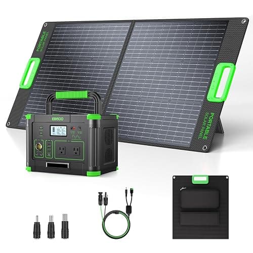 500W Portable Power Station with 100W Solar Panel, 519.48Wh Solar Generator | with 60W USB-C PD Output, 120V Pure Sine Wave AC Outlet, Backup Lithium Battery Kit for Outdoor Camping Travel Emergency
