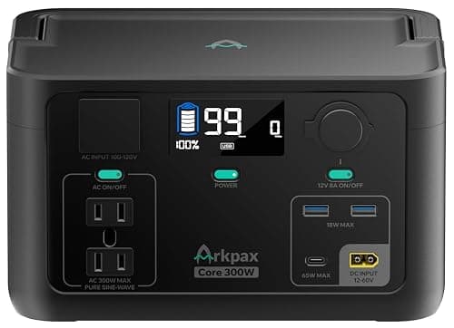 Arkpax Portable Power Station 300W, 600W Peak Backup LiFePO4 Battery 192Wh with 10ms UPS, 1Hr Fast Charge Solar Generator with 120V AC Outlet for Camping Emergency Travel Home Blackout