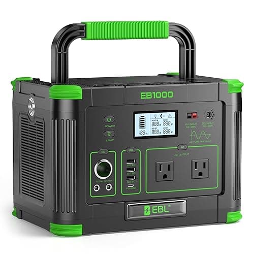 EBL Portable Power Station 1000W Solar Generator 999Wh Fast Charging Backup Battery with 10W Wireless Charging & Multiple Ports for Camping, Home Backup, RV & Off-Grid