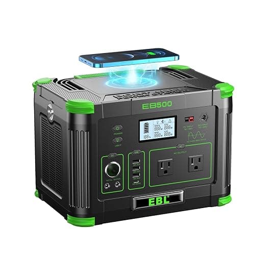 EBL Portable Power Station 500w(Peak 1000W), Camping Solar 519.48Wh Outdoor | Solar Generator Backup Battery Pack with 2x120V AC Outlets, 10-Port Powerhouse for Outdoor and Indoor Emergency Use