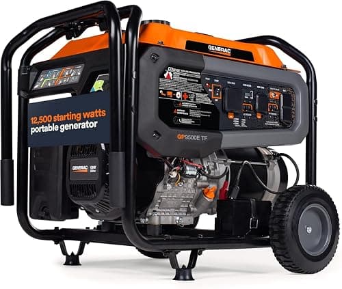Generac 12,500 Starting Watt Tri-Fuel Portable Generator | Gas and Propane Compatible, Quiet Operation, Produces Clean, Stable Power, Great for Home Backup, Camping, and RV Use