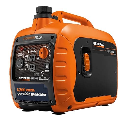 Generac 3,300 Watt Gas Powered Portable Inverter Generator | Lightweight and Compact, USB Ports for Device Charging, Produces Clean, Stable Power, Home Backup, Camping, RV Use