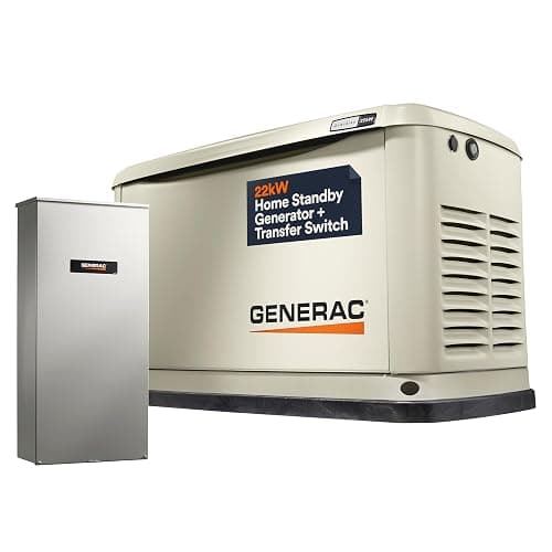 Generac Guardian 22kW Home Standby Generator with 200 Amp Transfer Switch - Automatic Whole House Backup Power for Storms, Emergencies, and Outages, WiFi Enabled, Runs on Natural Gas or Liquid Propane