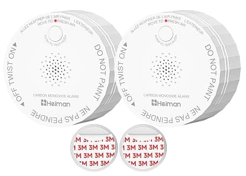 Heiman Carbon Monoxide Detectors, CO Detector Long Battery Operated, 2-Pack | UL 2034 5th Certified, Figaro Sensor/85 dB Alarm/Test Silence Button, Small CO Alarm for Home Hotel Rental Apartment, C1-S