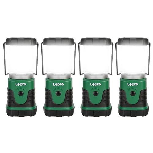 Lepro LED Camping Lantern, Mini Camping Lantern, 350LM, 4 Light Modes, 3 AA Battery Powered Lantern Flashlight for Home, Garden, Hiking, Camping, Emergencies (4Packs)
