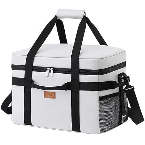 Lifewit Cooler Bag, 48 Can Soft Sided Cooler, Collapsible Insulated Ice Chest, Large Leakproof Picnic Lunch Bag Box for for Camping, Travel, Kayaking, Beach, Silk Gray