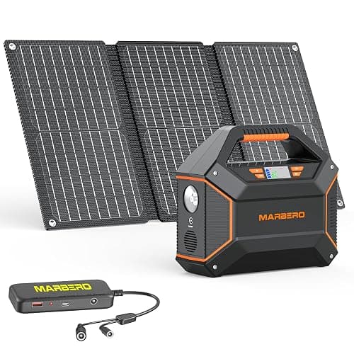 MARBERO 155Wh Solar Generator with Solar Panel Included 30W Portable Power Station 100W 150W Surge Multi-Output Solar Powered Generator Ultra Lightweight for Camping Emergency Blackout