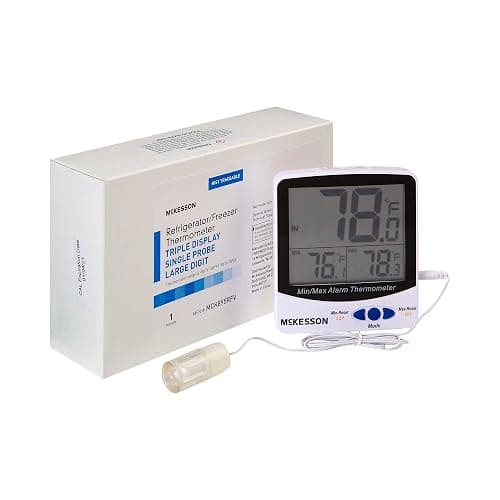 McKesson Refrigerator/Freezer Thermometer with Triple Display, Large, 1 ct | Single Probe, Food Safety Use
