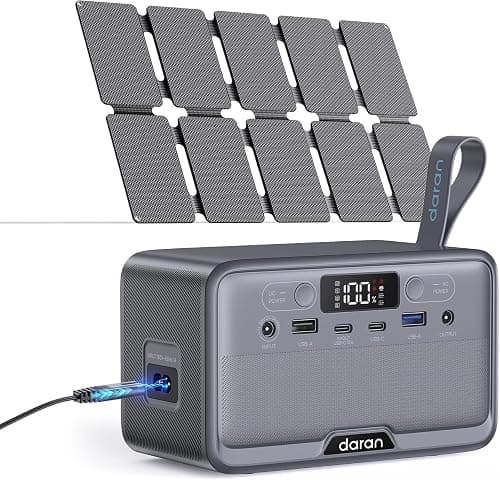 Portable Power Station 100W with 25W Solar Panel LiFePO4 Battery Power Bank with110V AC Outlets Solar Generator Fast Charging for Hurricane Emergency,Outdoor Use,Off-Grid traveling