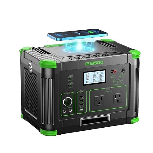 Portable Power Station 500W, 519.48Wh/140400mAh Solar Generator Backup | Lithium Battery Pack Power Supply with 2 AC Outlets, PD 60W USB-C Power Bank for Outdoor RV Camping, Home Outage, Emergency