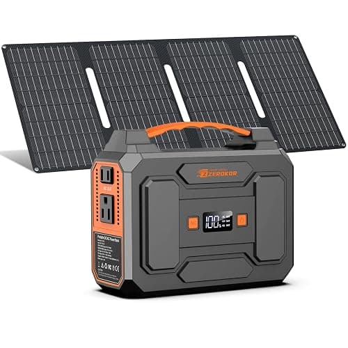 Portable Power Station with Foldable 40W Solar Panel, 100W Solar Powered Generator with Panels, AC Outlet Camping Solar Power Bank 146Wh DC Battery Pack for Smart Device RV Outdoor Power Outage