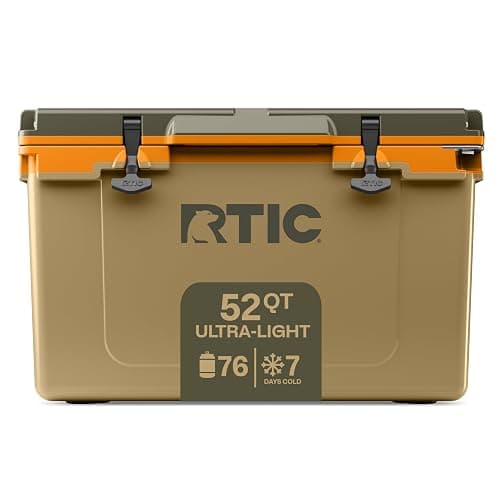 RTIC 52 QT Ultra-Light Hard Cooler | Portable Ice Chest Box for Beach, Drink, Beverage, Camping, Picnic, Fishing, Boat, Barbecue, 30% Lighter Than Rotomolded