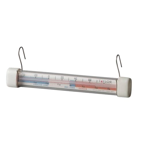Taylor Kitchen Refrigerator/Freezer Kitchen Thermometer with Magnified Lens, Stainless Steel