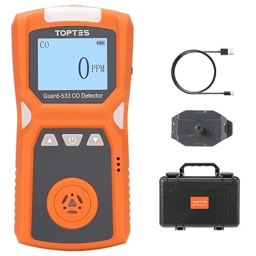 TopTes Guard-533 Portable Carbon Monoxide Detector, CO Detector with Visual, Audible & Vibration Alarms, Back Clip Design, 120h Standby, Auto Record Storage, Safety Explosion-Proof for Home, Work Use