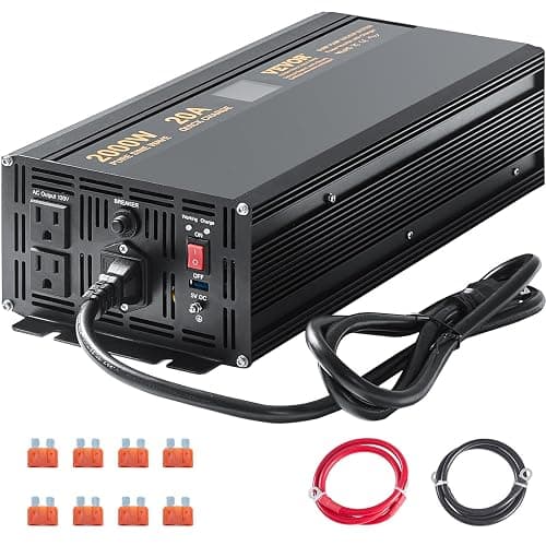 VEVOR 2000W Sump Pump Battery Backup with LCD, Automatically Shifts to Inverter Power Ensuring Uninterrupted Operation, Essential for Emergencies & Power Failures