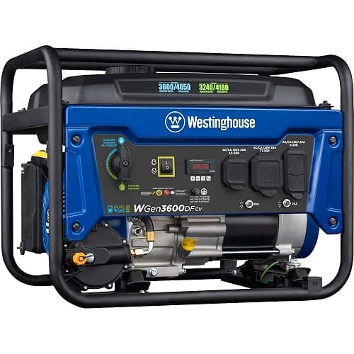 Westinghouse 4650 Peak Watt Dual Fuel Portable Generator, RV Ready 30A Outlet, Gas & Propane Powered
