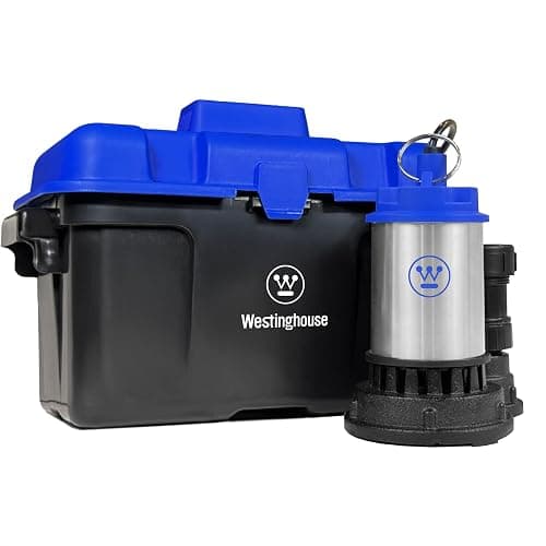 Westinghouse Battery Backup Sump Pump – 12V Submersible Basement Sump Pump with Automatic Backup Protection, 2,700 GPH, Heavy Duty Flood Pump (Battery Not Included)